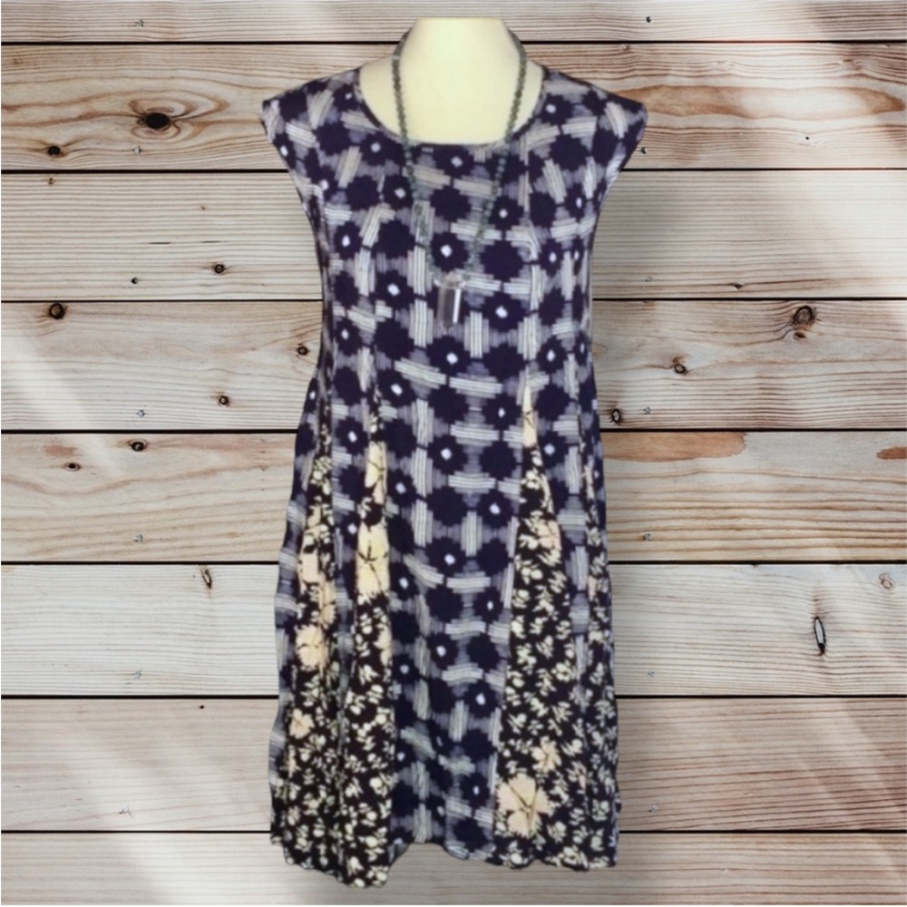 MaEVe Floral Panel Indigia Swing Midi Dress Anthropologie Small VGUC - Picture 13 of 16